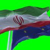 فوتیج پرده سبز پرچم ایران و اتحادیه اروپا
