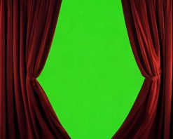 ویدیوی استوک 4K از پرده‌های مخمل قرمز روی پس‌زمینه پرده سبز