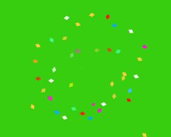 انفجار کاغذ رنگی روی پس‌زمینه صفحه سبز. ویدیوی استوک