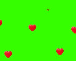 انیمیشن حلقه‌ای الگوی بدون درز قلب قرمز در صفحه سبز. قلب‌های شناور با افکت انفجار بادکنک، ویدیوی استوک