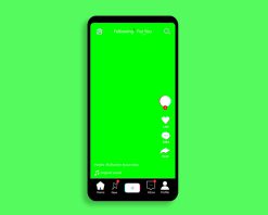 قالب رسانه اجتماعی رابط کاربری موبایل، رابط کاربری، اپلیکیشن، وب. رابط کاربری موبایل. پس‌زمینه با دیسک وینیل و دکمه‌های زیاد. انیمیشن عمودی روی پس‌زمینه سبز. ویدیوی استوک