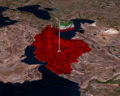 انیمیشن نقشه ایران. پرچم ایران با شکوه بر فراز نقشه دقیق ایران با کیفیت 4K در اهتزاز است.