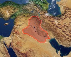 نقشه عراق و مرزها، نقشه فیزیکی خاورمیانه، شبه جزیره عربستان، نقشه با برجستگی‌ها و کوه‌ها، ویدیوی استوک با کیفیت 4K