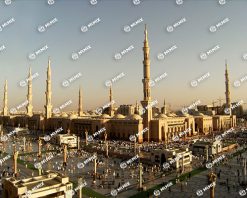 مسجد النبی، مدینه، عربستان سعودی در غروب. عکس آرشیوی