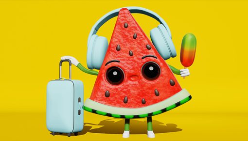 mrmiix.com_Watermelon traveler in earphones